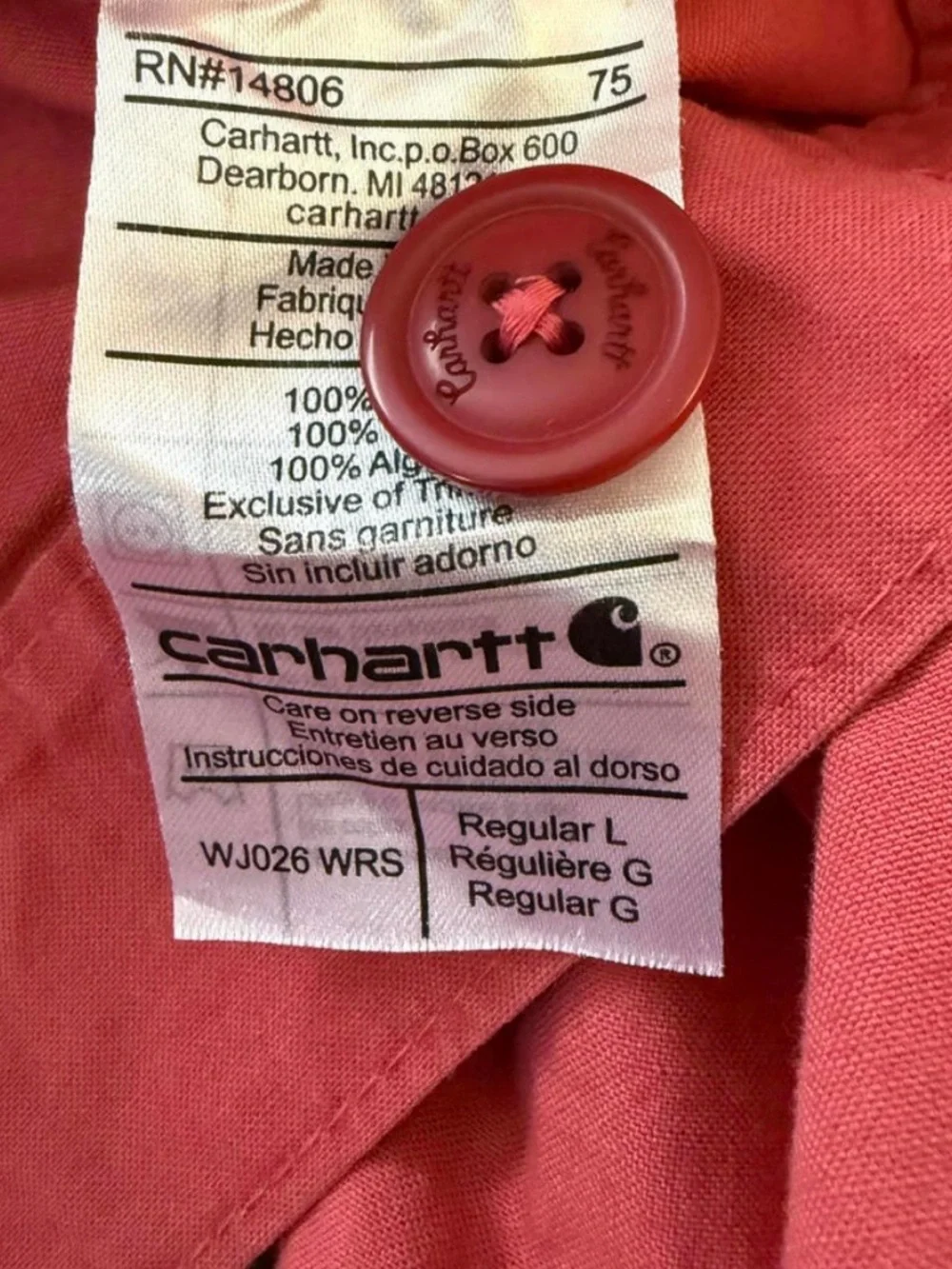 CARHARTT Wms Pink Cotton Trucker Jacket Button up Pockets Country Cowgirl SZ L - Picture 7 of 7